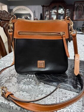 Dooney & Bourke Black and Brown Leather Two-Tone Crossbody Bag